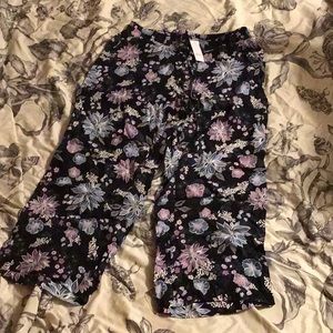 NWT Loft tie waist summer pants in floral pattern